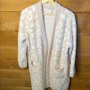 Barefoot Dreams  Robe Pink White Soft Knit Barefoot Dreams CozyChic Robe M Sleep